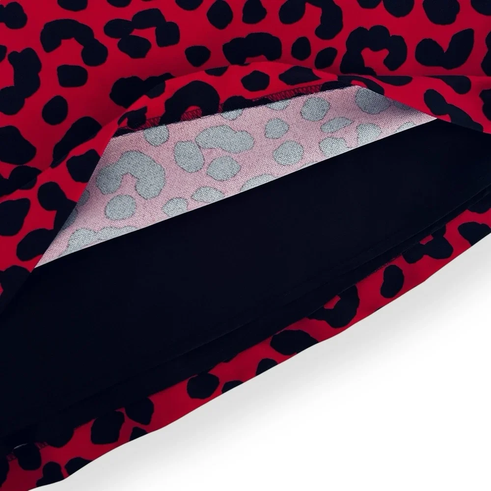 Ann Taylor Women's 14 Red Black Multi Animal Leopard Flounce Pencil Skirt NWOT